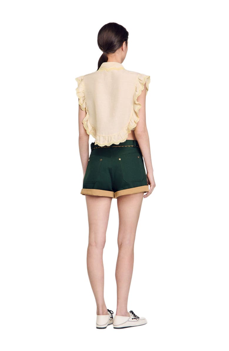 SANDRO Top Shirt collar with lace detail, Alternate, color, 