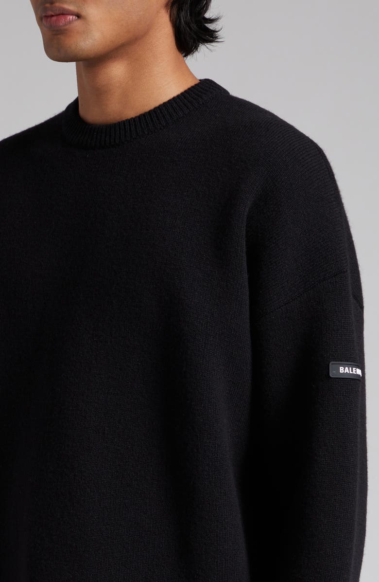 Balenciaga Oversize Double Face Wool Blend Crewneck Sweater, Alternate, color, Black