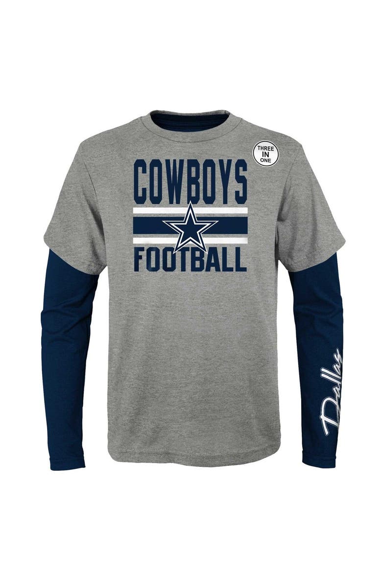 Outerstuff Preschool Heather Gray/Navy Dallas Cowboys Fan Fave T-Shirt Combo Set, Alternate, color, 