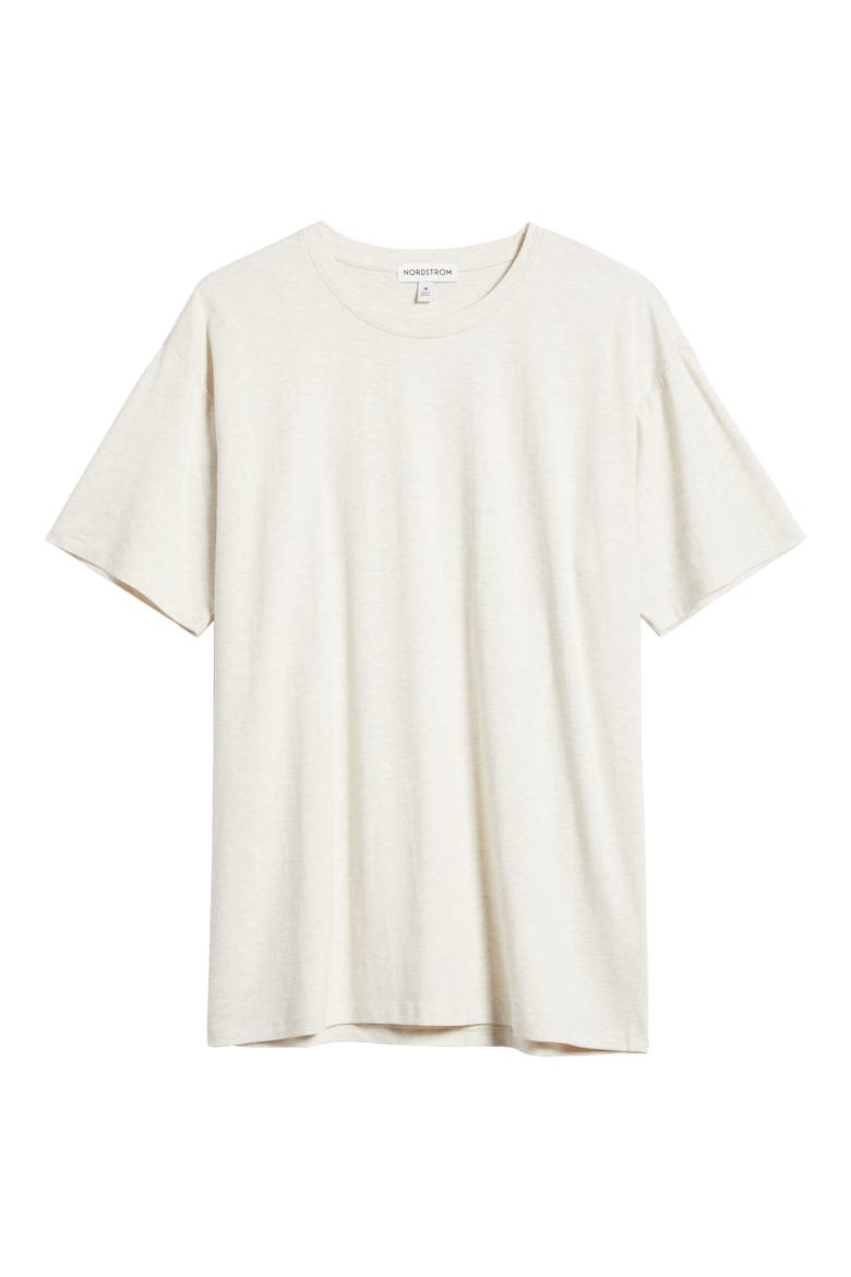 Cotton & Modal Crewneck T-Shirt, Alternate, color, BEIGE OATMEAL LT HEATHER