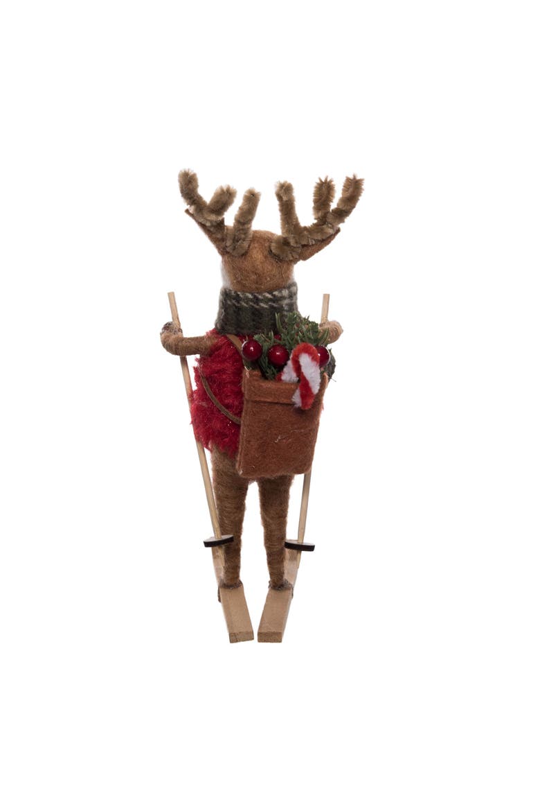 Deer On Skis Figurine, Alternate, color, Red