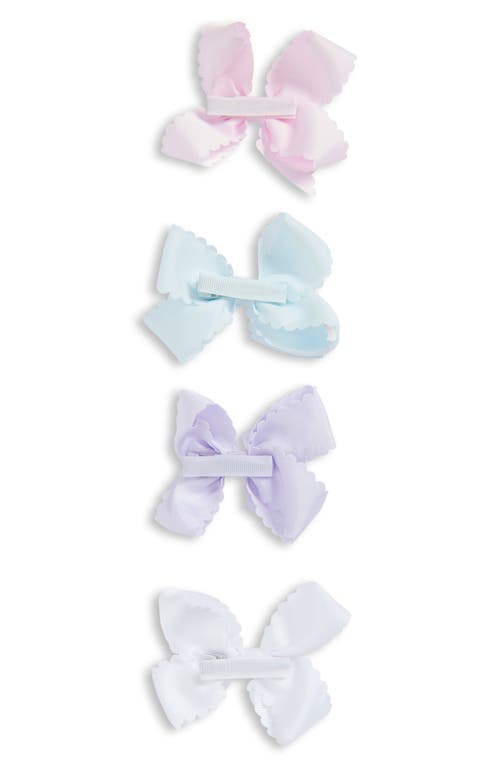 Capelli New York Kids' Assorted 4-pack Scalloped Bow Clips In Pink Pastel Combo