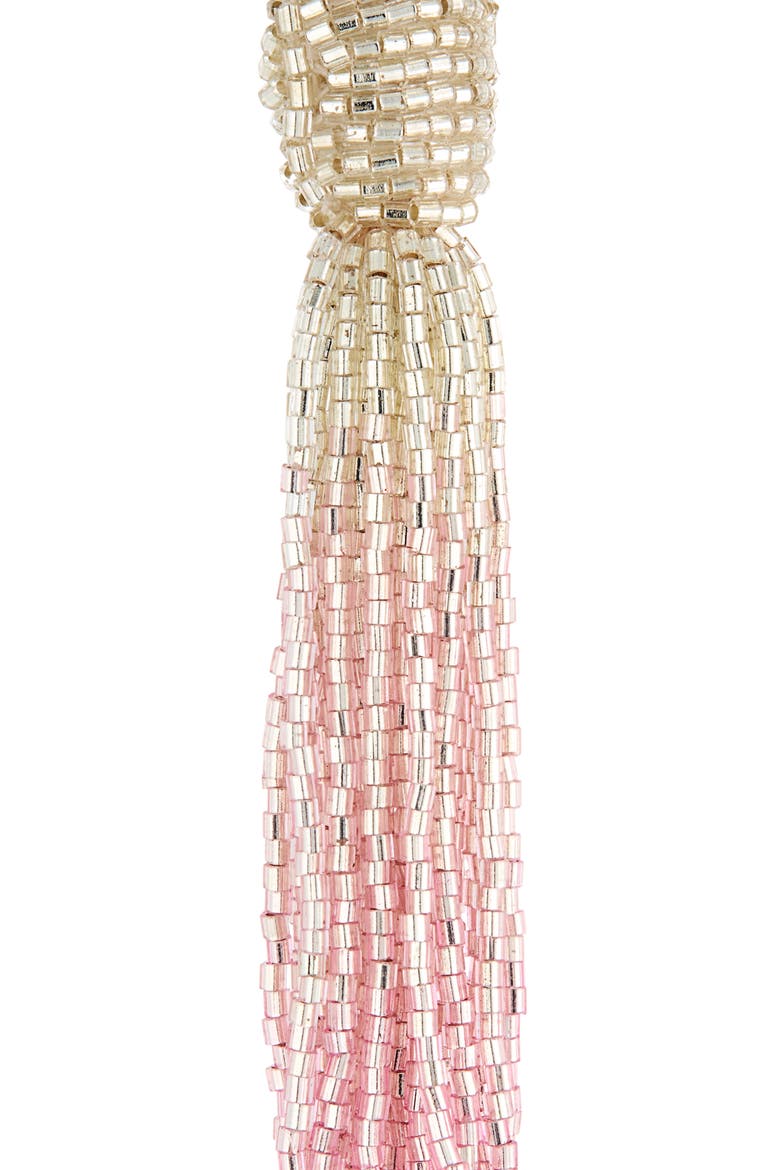 Ombré Beaded Tassel Drop Earrings, Alternate, color, WHITE/ PINK