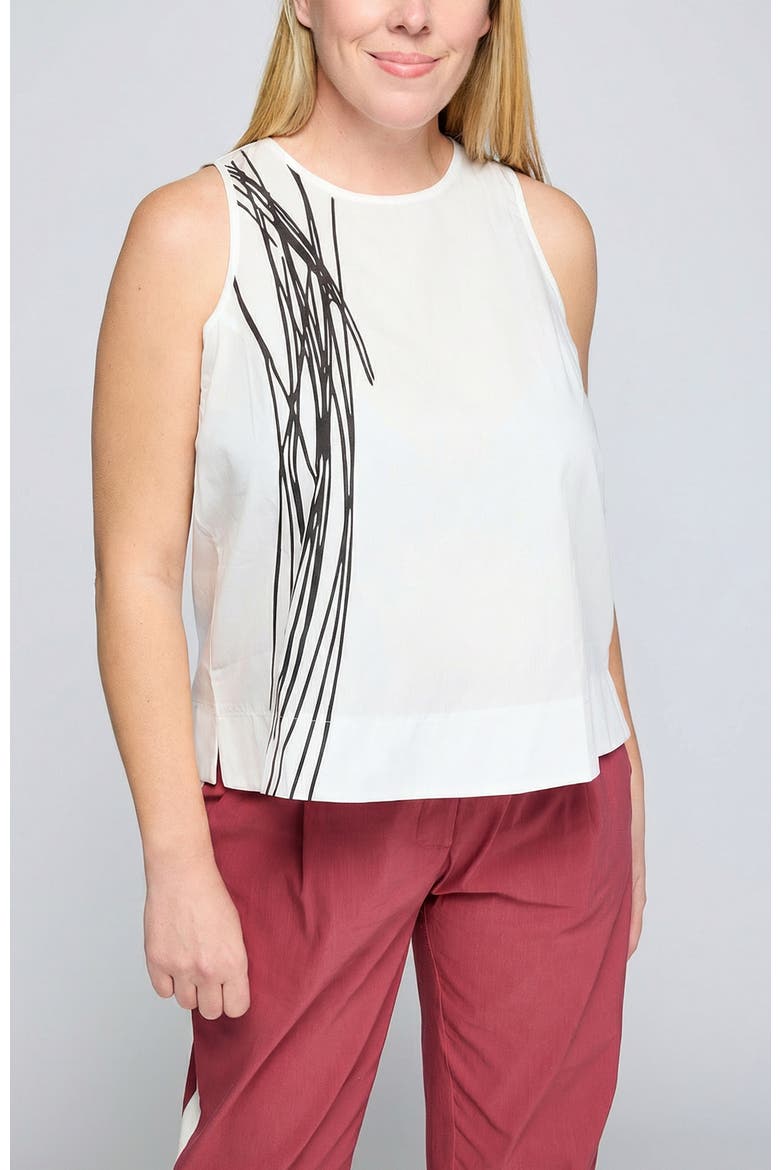 Jude Printed Poplin Top, Main, color, Ecru Black
