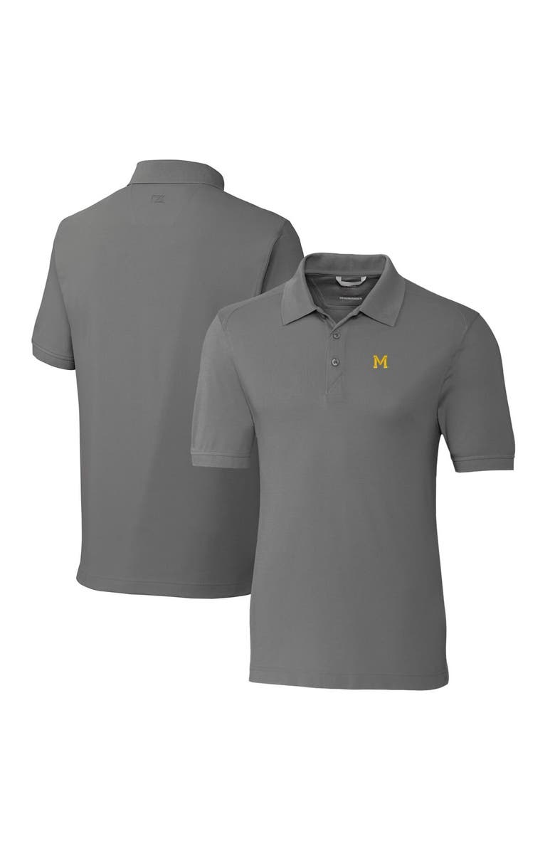 Cutter & Buck Men's Cutter & Buck Steel Michigan Wolverines Vault Advantage Tri-Blend Pique Big & Tall Polo, Alternate, color,