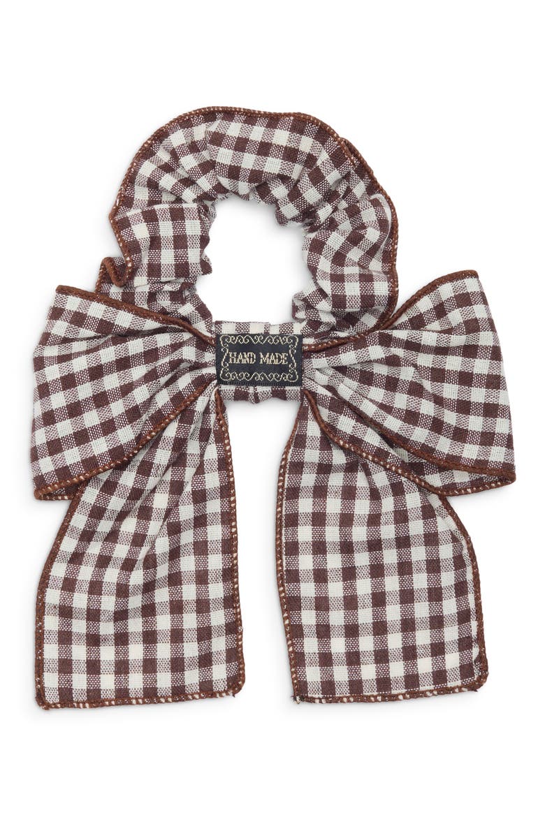 Plaid Bow Scrunchie, Alternate, color, BROWN