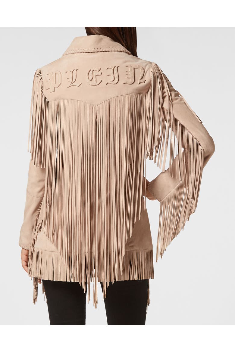 Leather Jacket Gothic Plein Women, Alternate, color, beige