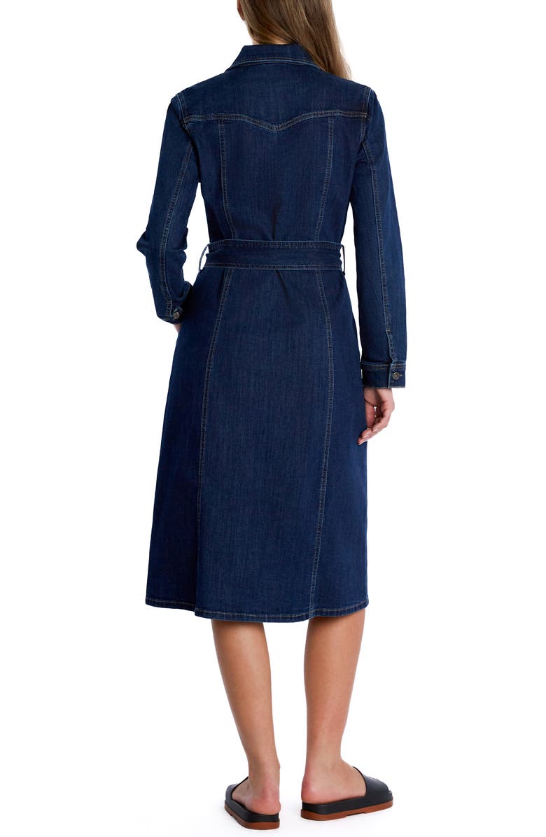 Wash Lab Denim High Up Belted Denim Midi Shirtdress, Alternate, color, High Blue