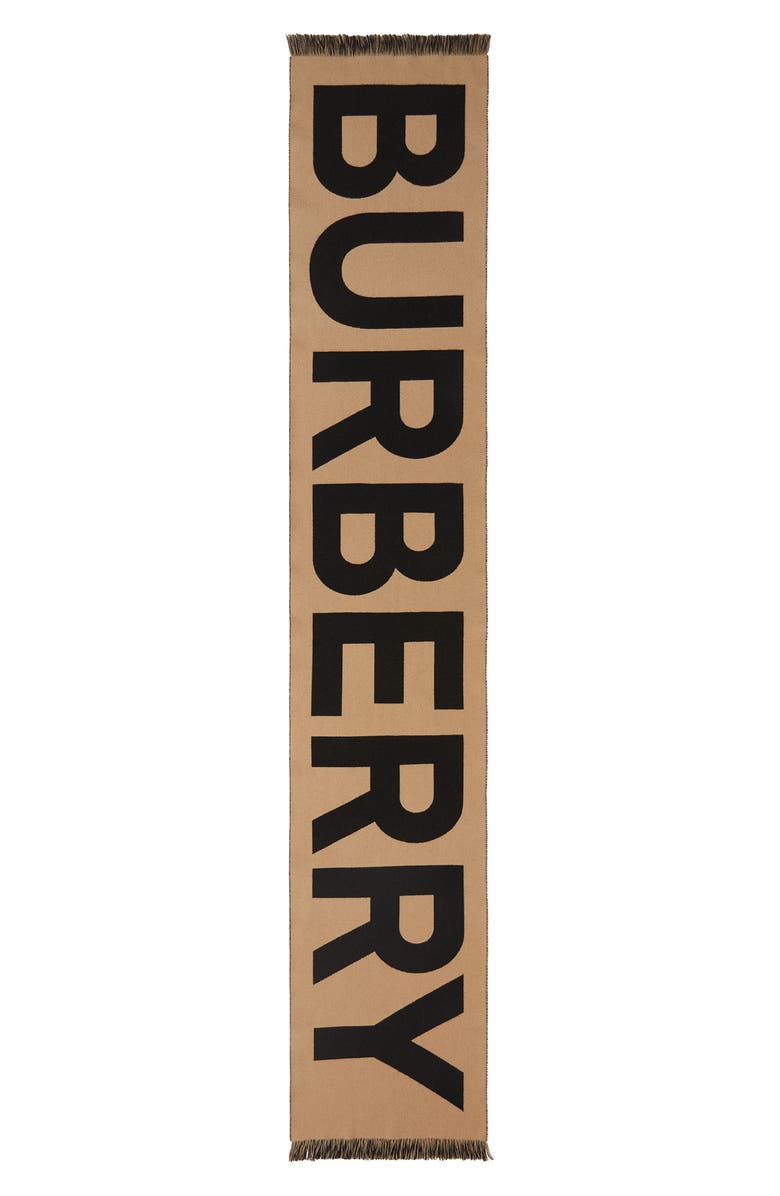 Burberry Logo Jacquard Wool Football Scarf, Alternate, color,