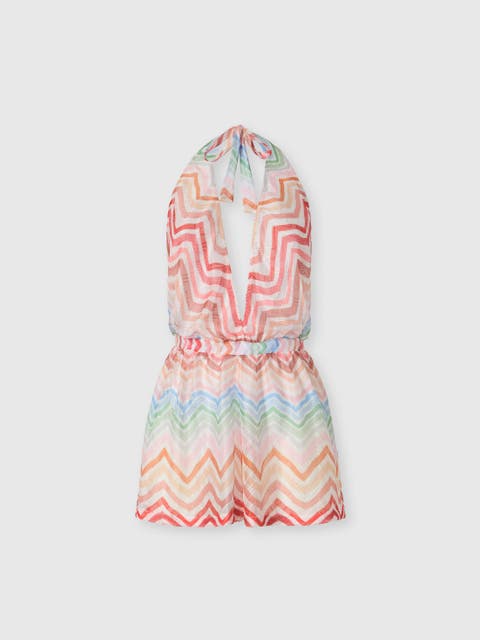 Short Zig Zag Printed Cover-up Jumpsuit