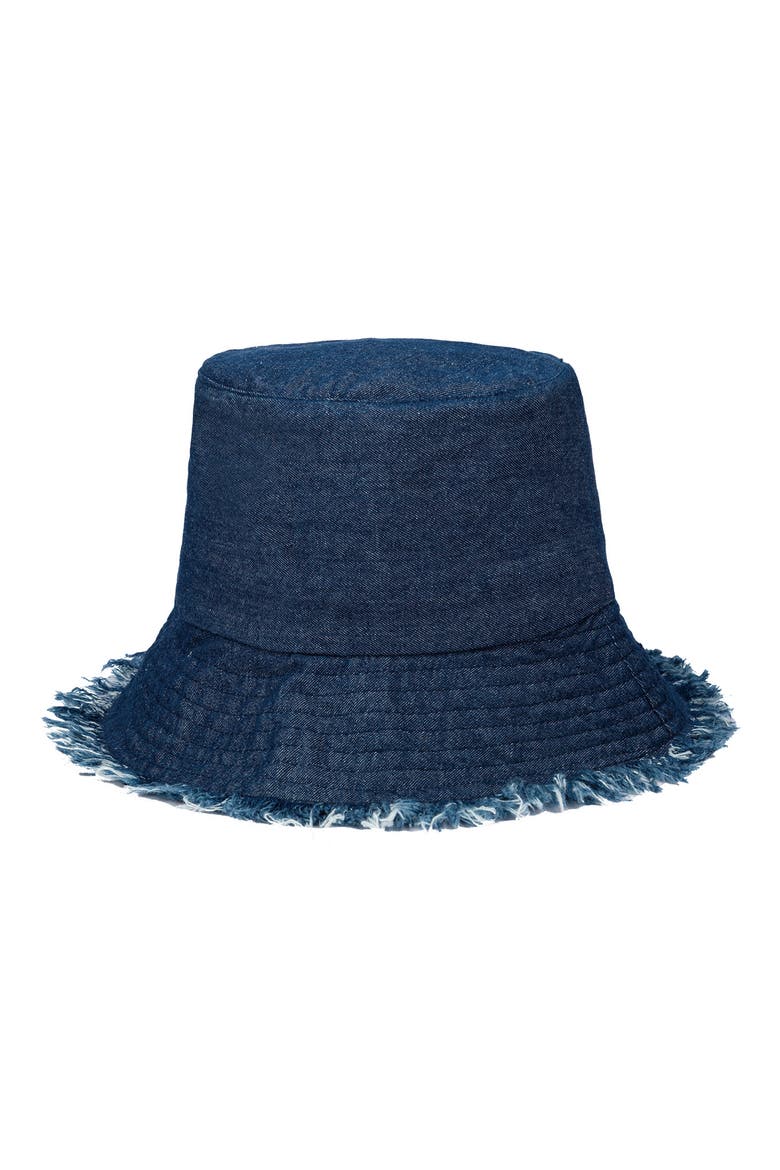Frayed Denim Bucket Hat, Main, color, DENIM