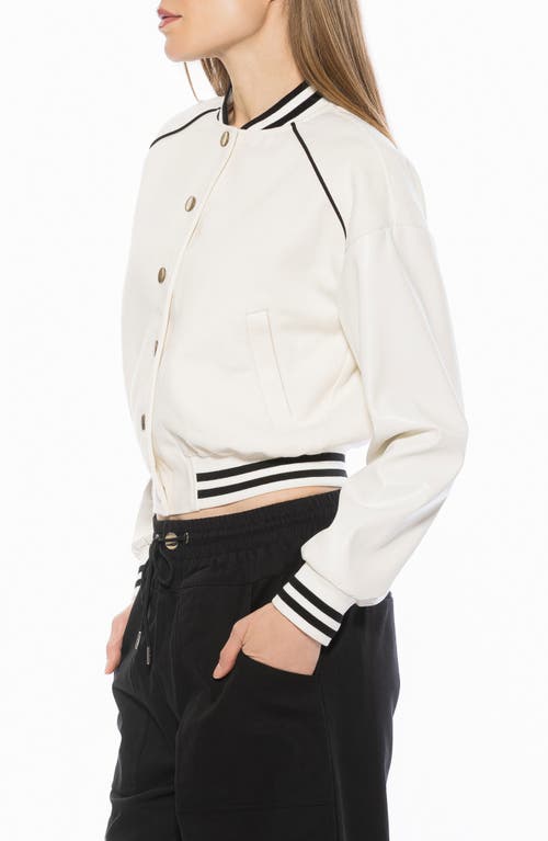Alexia Admor Ciela Varsity Bomber Jacket In White