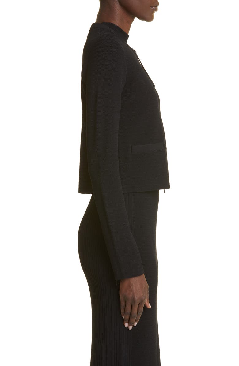 St. John Collection Zip Front Knit Jacket, Alternate, color, Black
