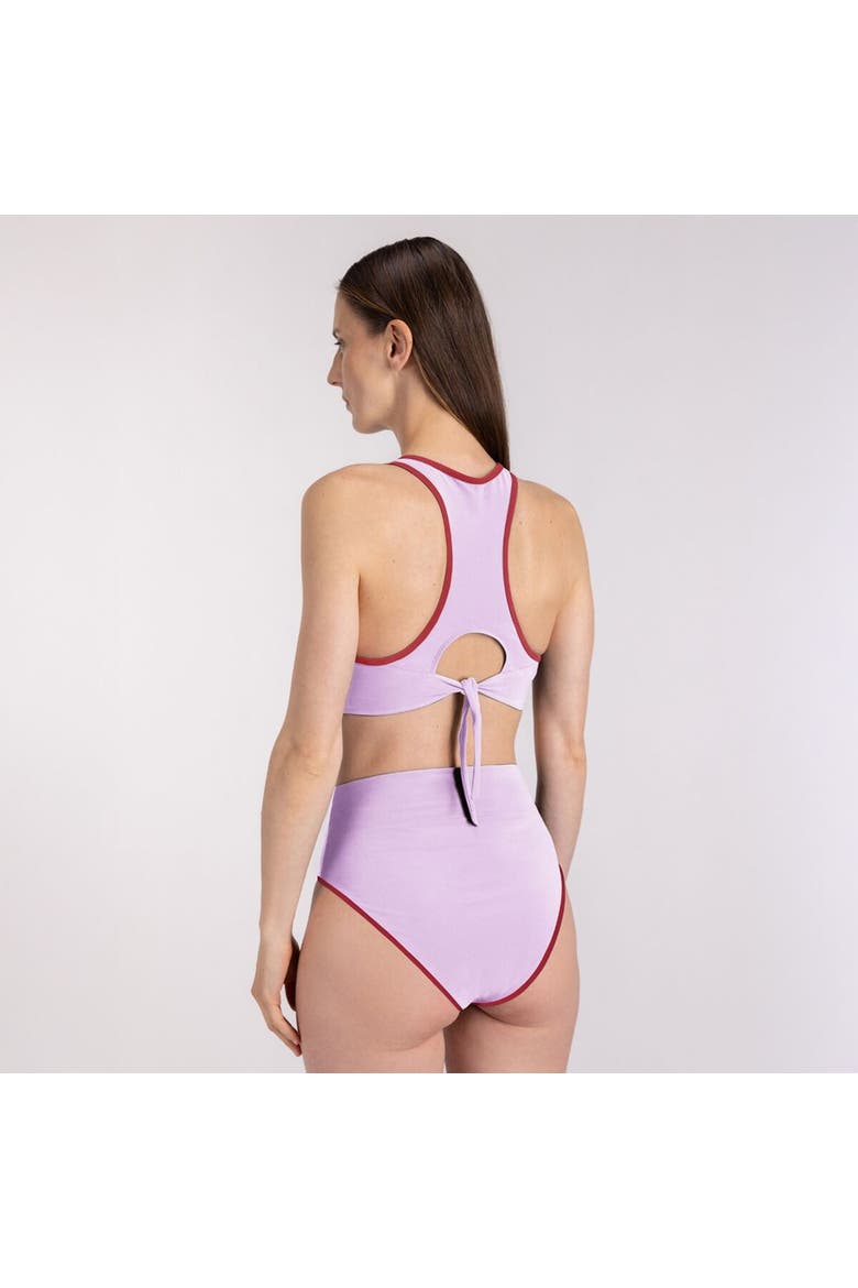 Racerfront Tie Bikini Top - Women's, Alternate, color, Lilac/Sporting Red