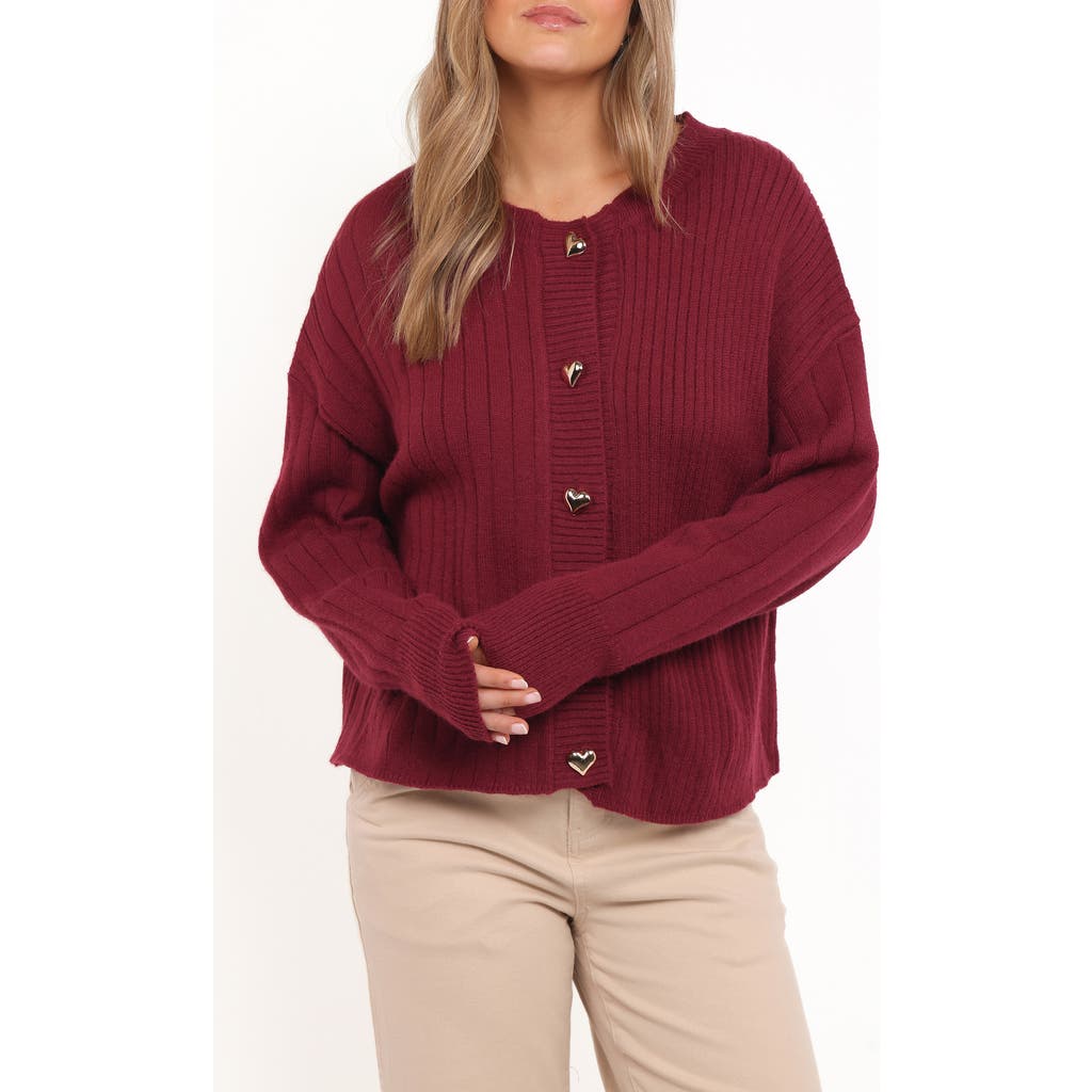 Petal And Pup Petal & Pup Loulani Heart Button Cardigan In Red