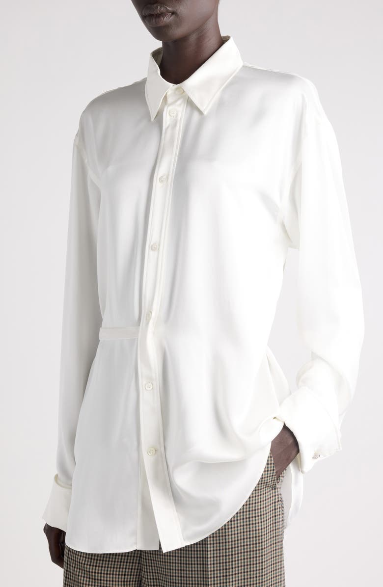 Balenciaga Silk Blend Wrap Shirt, Alternate, color, 9002 Ivory
