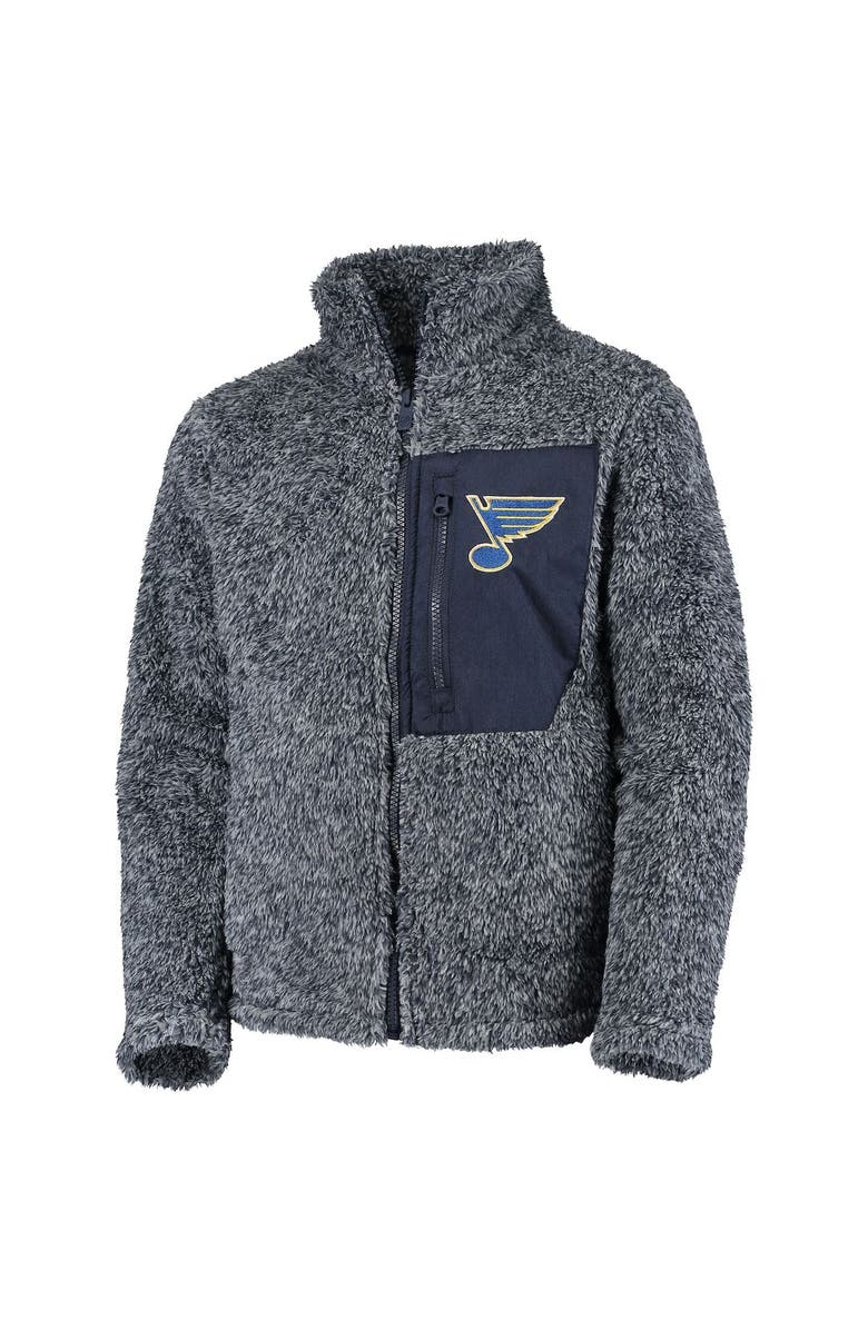 Outerstuff Girls Youth Navy St. Louis Blues Fan Gear Sherpa Full-Zip Jacket, Alternate, color, 