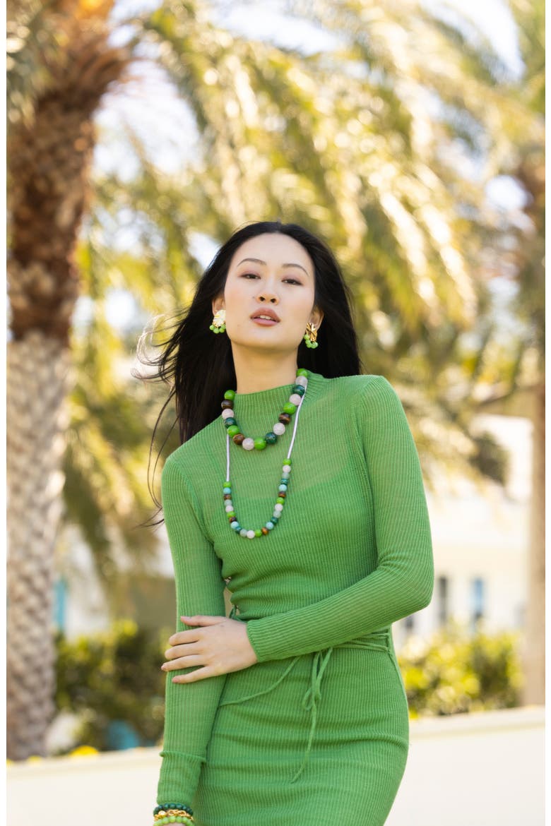 Long Gemstone Cord Necklace, Alternate, color, WHITE MULTI