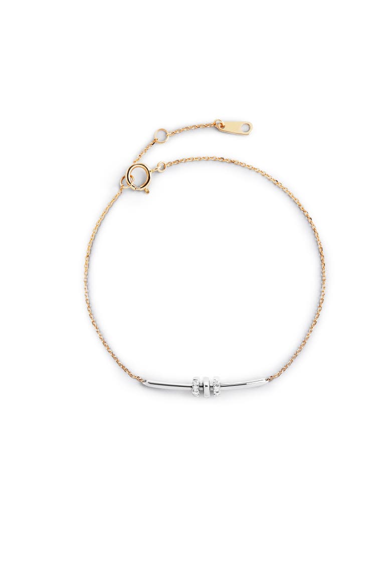 Solid Yellow Gold - Diamond Links Bar Bracelet, Main, color, Two-Tone