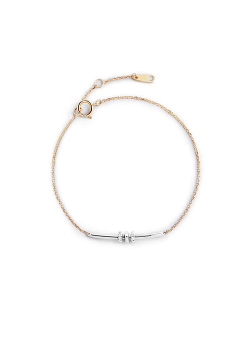 Solid Yellow Gold - Diamond Links Bar Bracelet