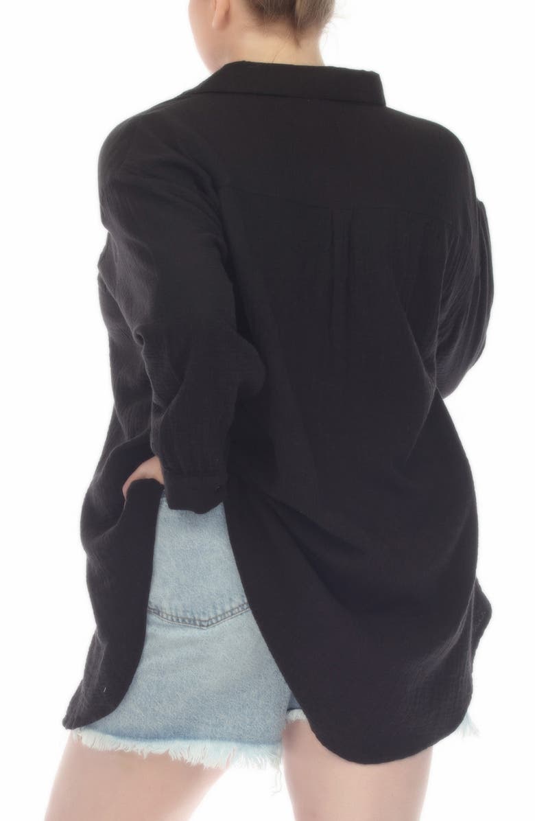 BOHO ME Gauze Button-Up Shirt, Alternate, color, Black
