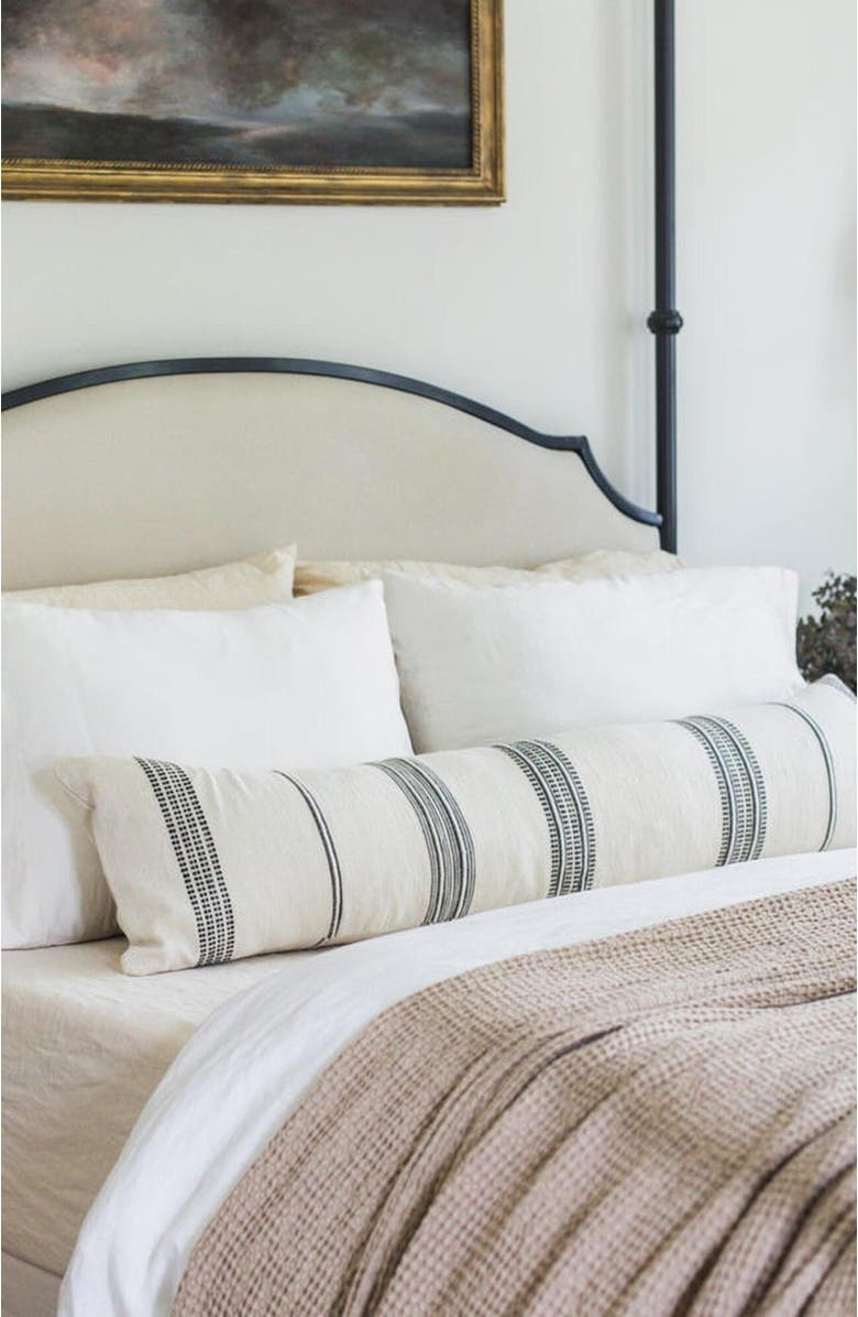 Creative Women Aden Lumbar Pillow Cover, Alternate, color, Natural W/ Gray