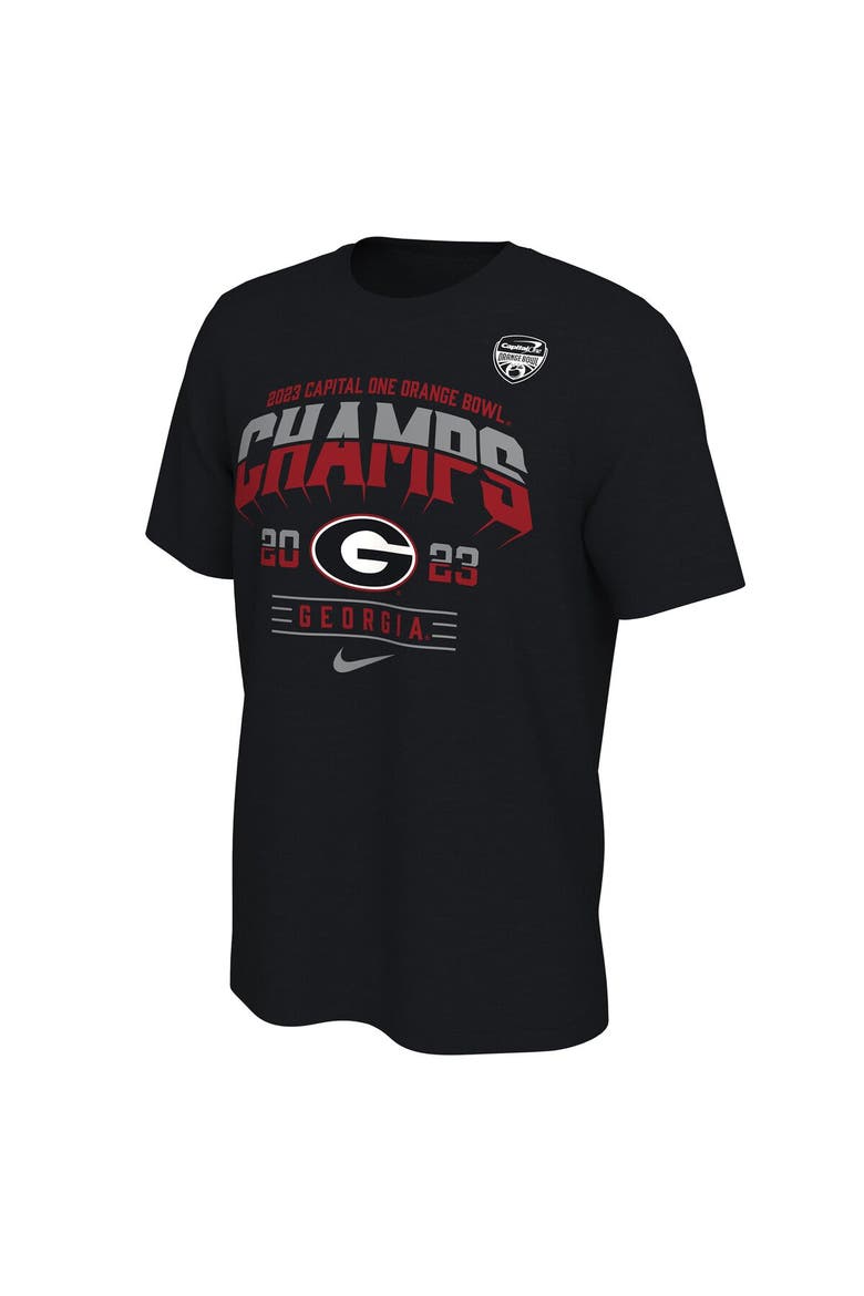 Men's Nike Black Georgia Bulldogs 2023 Orange Bowl Bowl Champions Locker Room T-Shirt, Alternate, color, Black