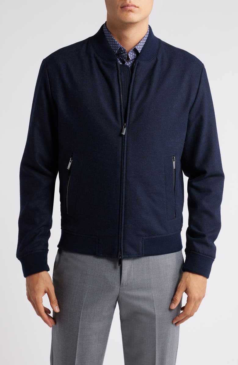 BOSS Hanry Bomber Jacket, Alternate, color, Dark Blue