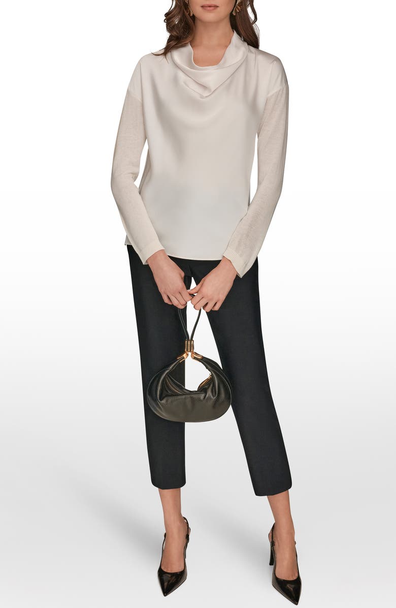 Donna Karan New York Mixed Media Cowl Neck Top, Alternate, color,