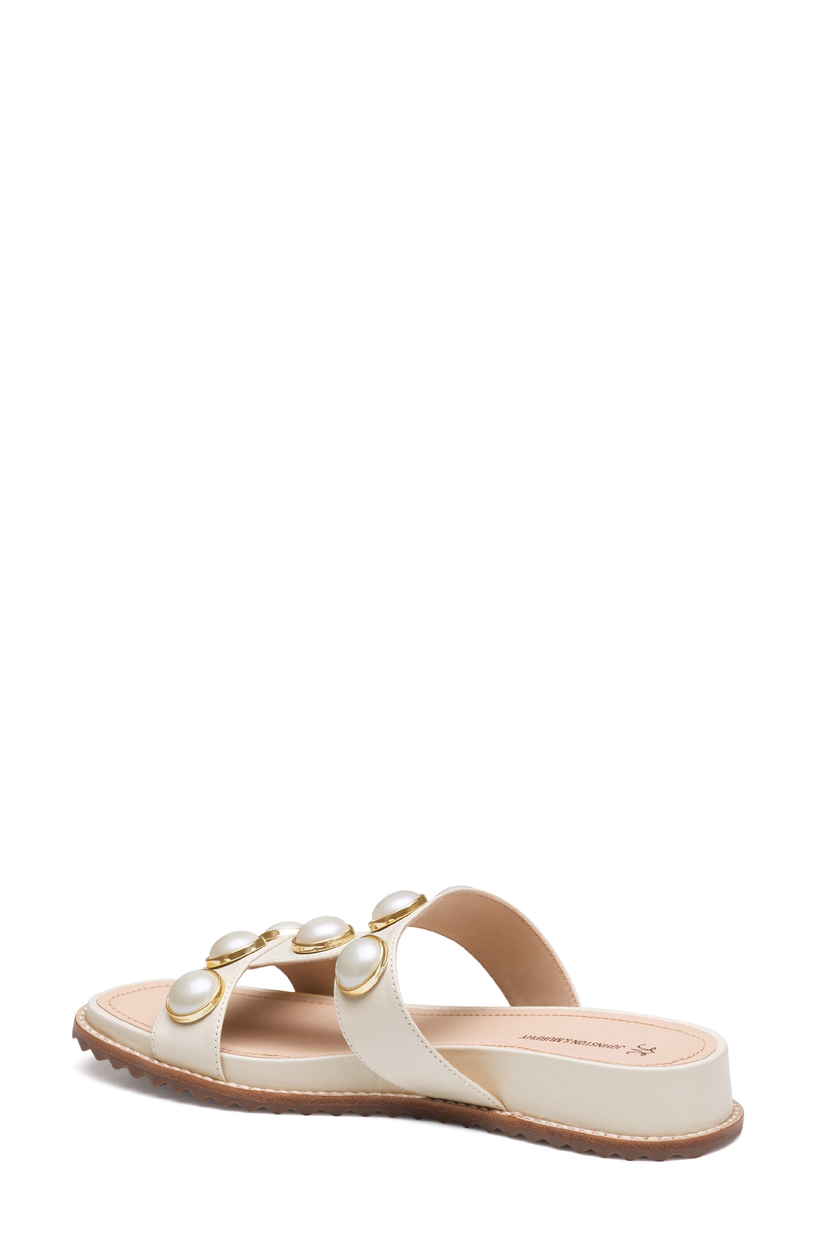 Johnston & Murphy Chandler Embellished Wedge Slide Sandal, Alternate, color, Bone Glove Leather
