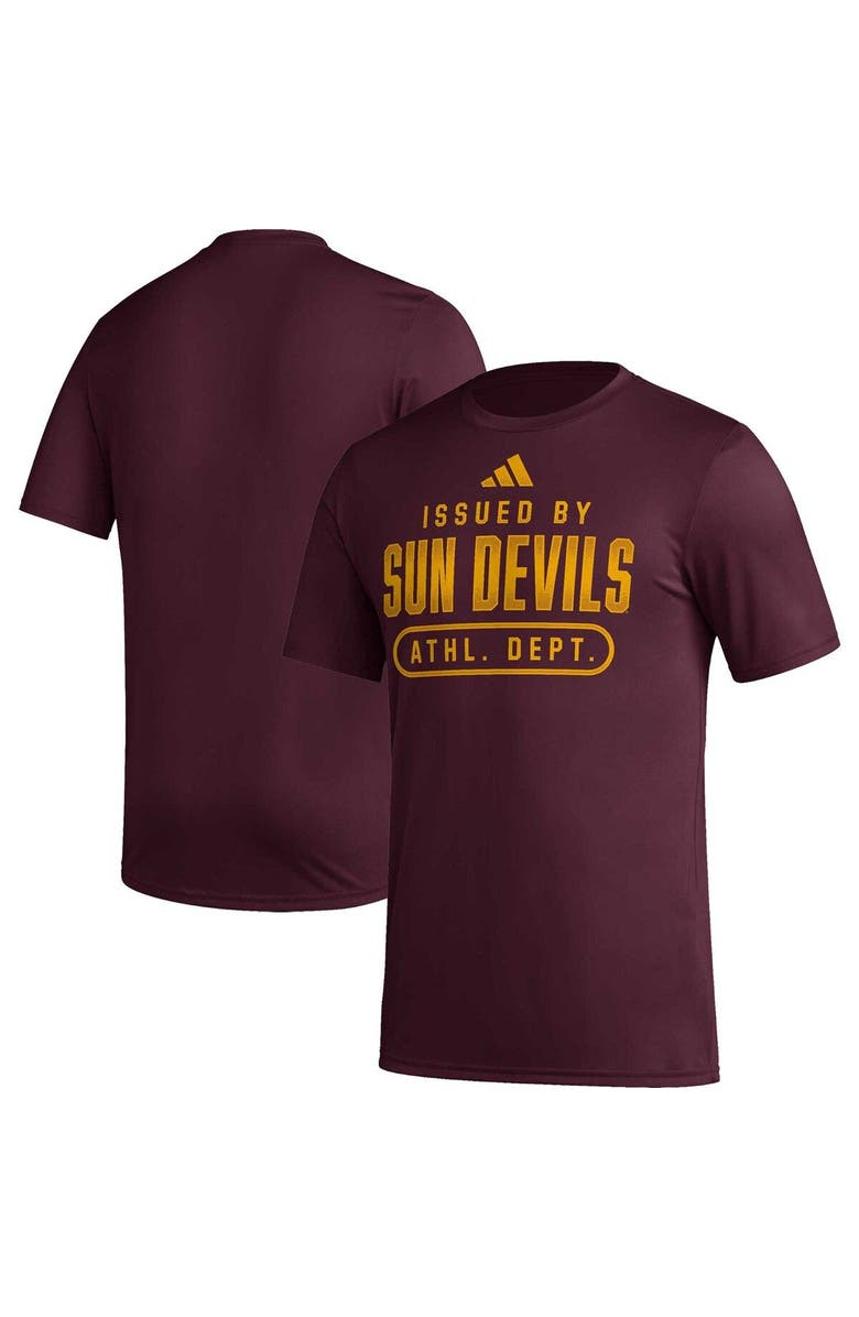 adidas Men's adidas Maroon Arizona State Sun Devils AEROREADY Pregame T-Shirt, Main, color, Maroon
