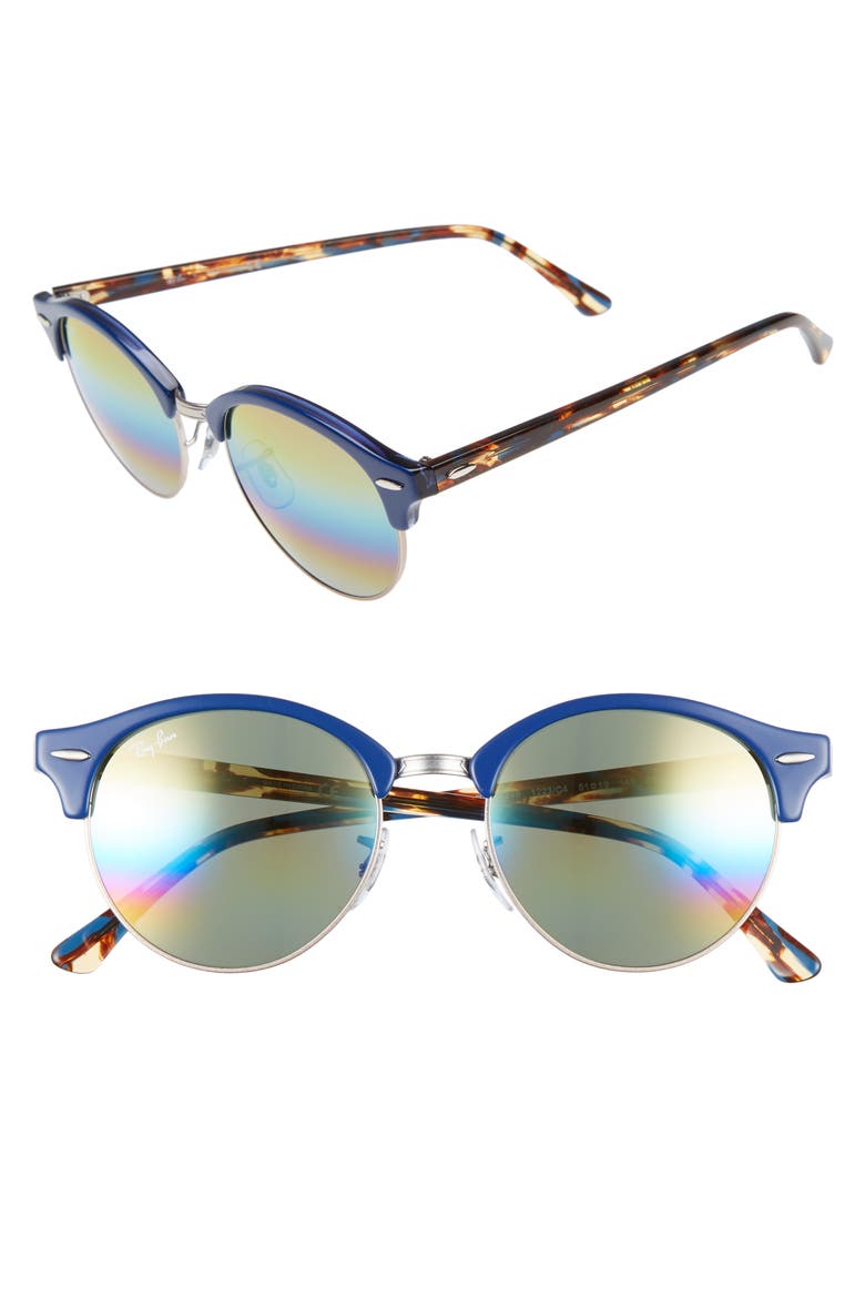 Clubround 51mm Round Sunglasses, Main, color, BLUE