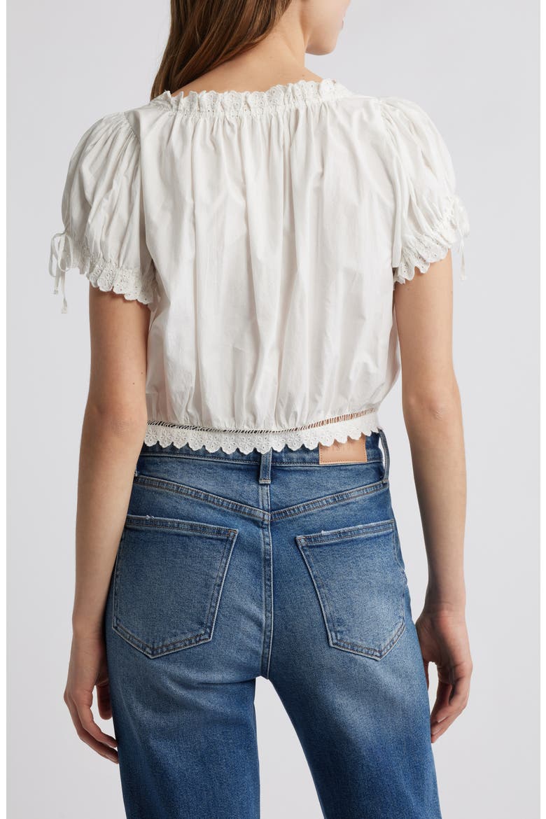 Nera Eyelet Ruffle Organic Cotton Crop Top, Alternate, color, SALT