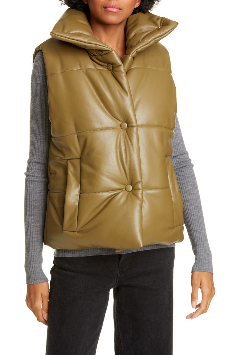 Nanushka Vegan Leather Puffer Vest, Main, color,
