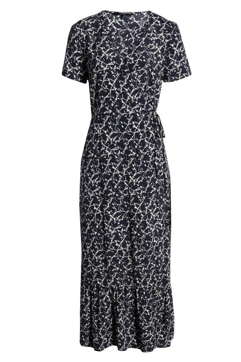 Nille Short Sleeve Woven Maxi Wrap Dress, Alternate, color, NIGHT SKY