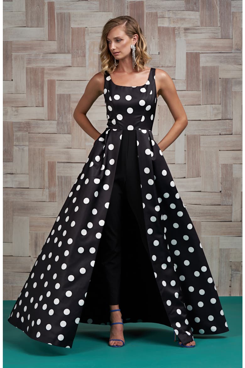 Kimberly Kay Polka Dot Jumpsuit, Alternate, color, BLACK/ WHITE