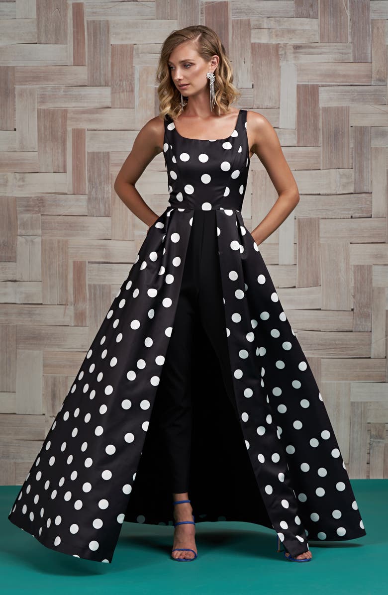 Kay Unger Kimberly Kay Polka Dot Jumpsuit, Alternate, color, 