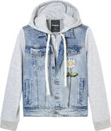 Desigual Mixed Media Denim & Cotton Fleece Hoodie