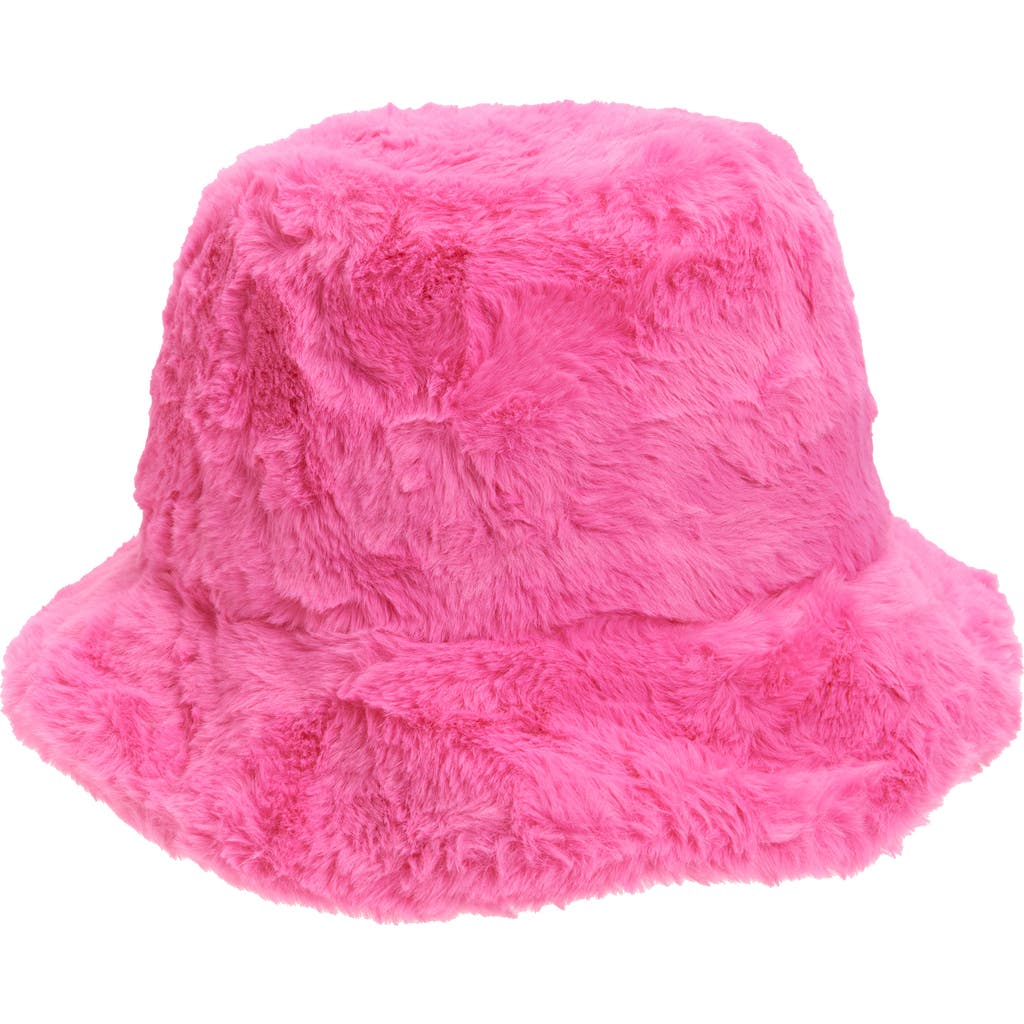 Tasha Faux Fur Bucket Hat In Pink