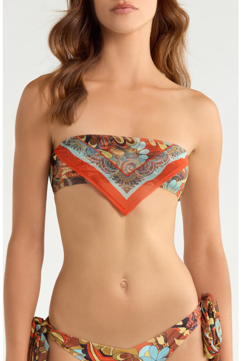 Scarf Print Bikini Top, Main, color, ORANGE