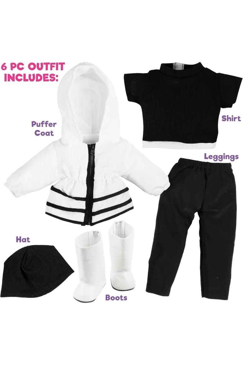 6pc Winter Doll Outfit for 18" Dolls - Compatible with 18" Girl Dolls- Clothes & Accessories, Alternate, color, White