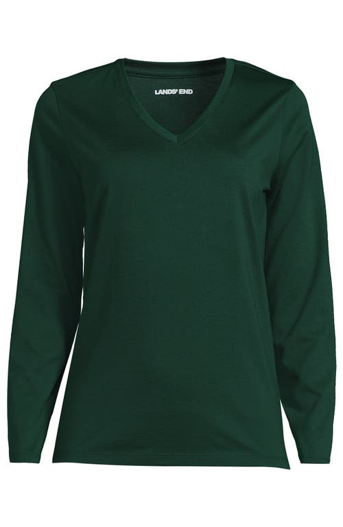 Lands' End Supima Cotton Long Sleeve V-neck T-shirt In Green