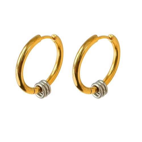 Hollywood Sensation Signature Style Mixed Metal Two Tone Earrings In Gold