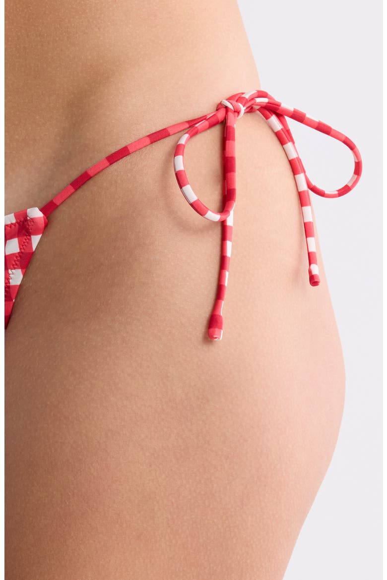 Cher Gingham Tie Side Bikini Bottoms, Alternate, color, RED