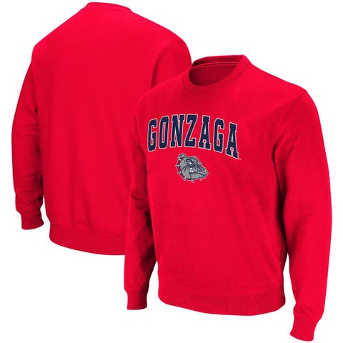 Men's Colosseum Red Gonzaga Bulldogs Arch & Logo Tackle Twill Pullover Sweatshirt