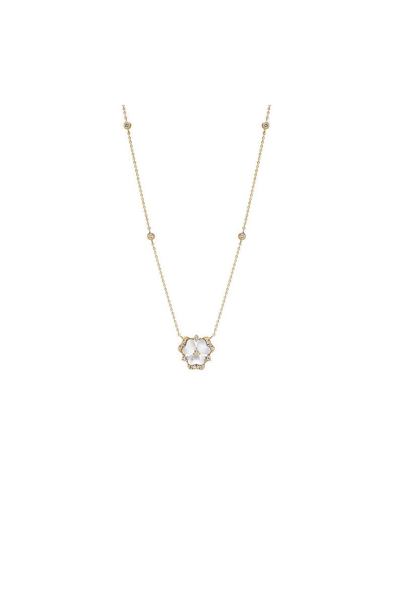 BY ADINA EDEN Diamond Pave Mother Of Pearl Flower Necklace 14K, Main, color,
