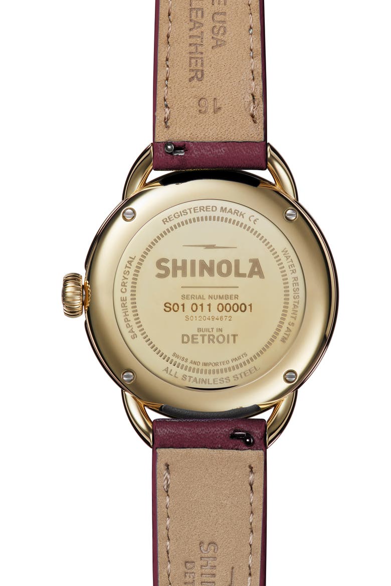 Runabout Leather Strap Watch, 36mm, Alternate, color, OXBLOOD LEATHER STRAP