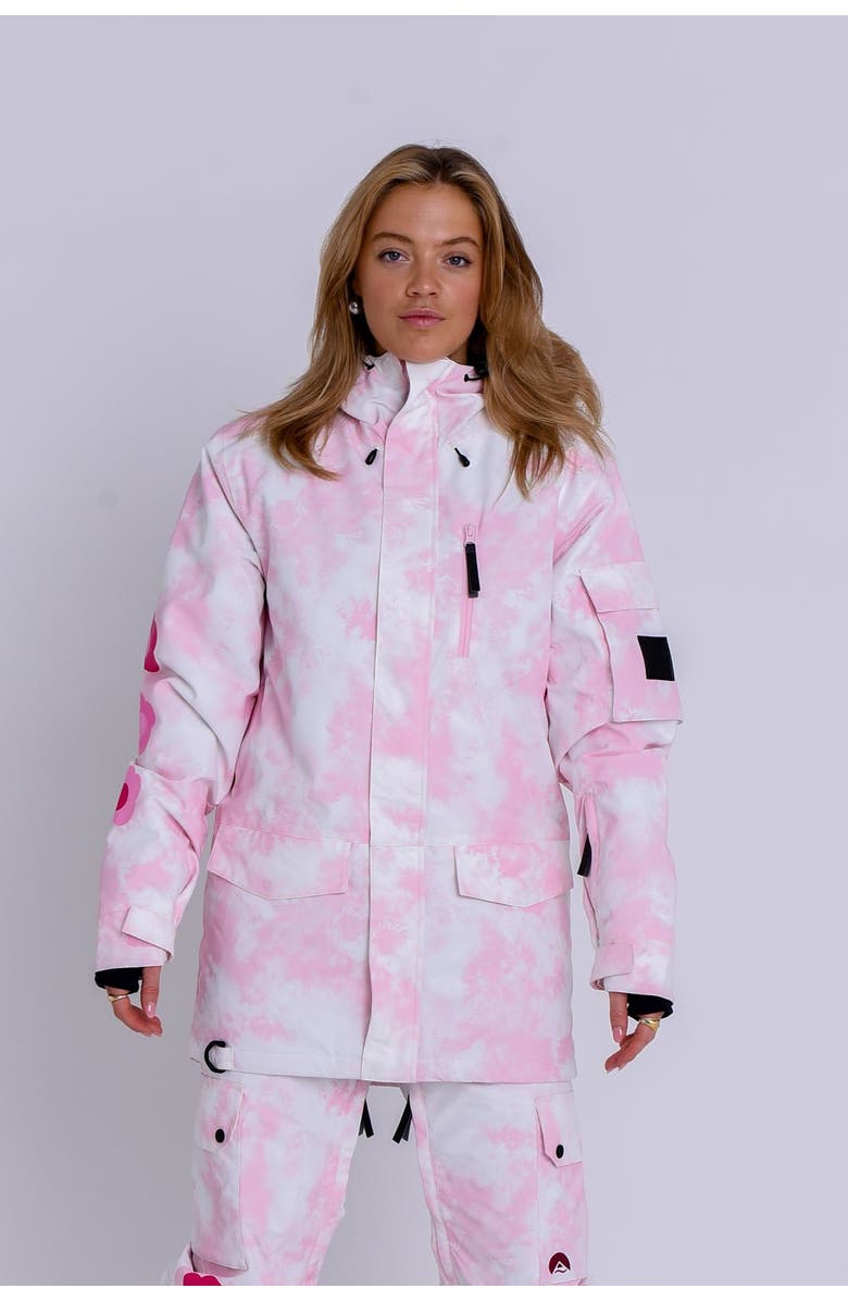 OOSC Yeh Girl Ski & Snowboard Jacket - Katie Ormerod Pink Tie Dye Signature line, Main, color, Pink And White Tie-Dye
