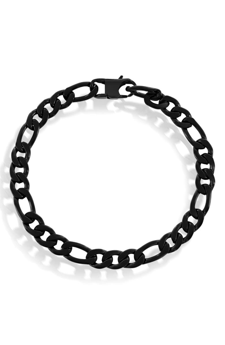 BLACKJACK Men's Figaro Chain Bracelet, Main, color, Black