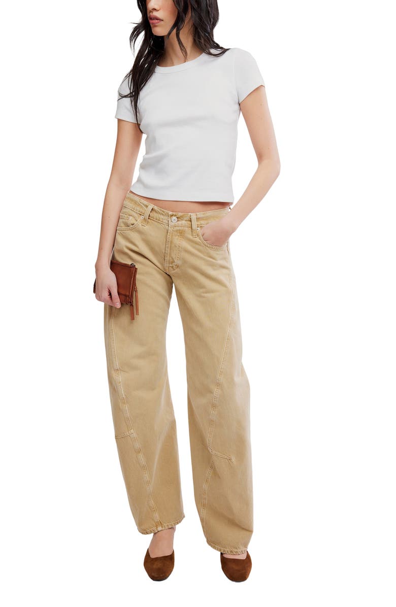 Free People Fable Twisted Seam Jeans, Alternate, color, Oat Latte